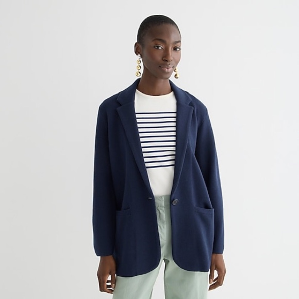 Navy J Crew Cecil relaxed sweater blazer size L NWT